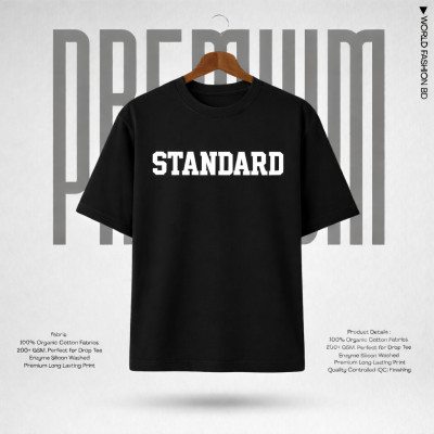 MENS PREMIUM DROP SHOULDER T-SHIRT- [BLACK]