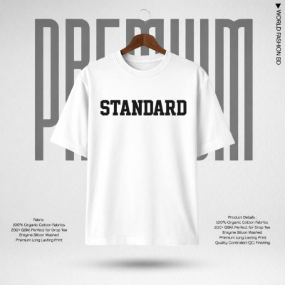 MENS PREMIUM DROP SHOULDER T-SHIRT- [WHITE]