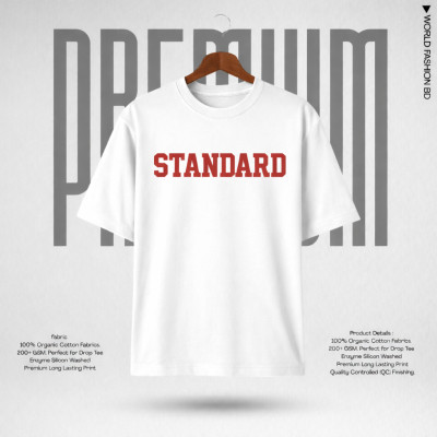 MENS PREMIUM DROP SHOULDER T-SHIRT- [WHITE]