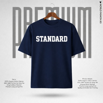 MENS PREMIUM DROP SHOULDER T-SHIRT- [NAVY BLUE]