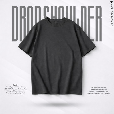 Solid Drop Shoulder T-Shirt (Deep Gray)