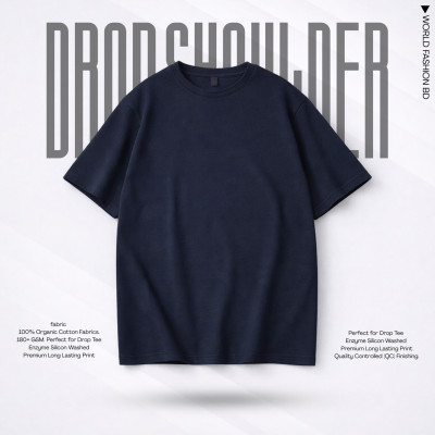 Solid Drop Shoulder T-Shirt (Deep Navy)