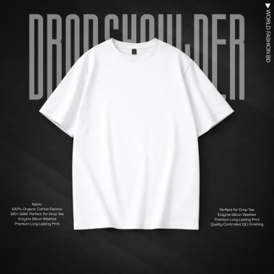 Solid Drop Shoulder T-Shirt (White)
