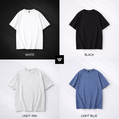 4 pcs Solid Drop Shoulder  T-Shirt
