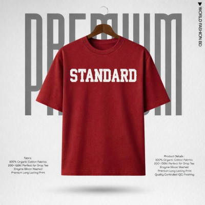 MENS PREMIUM DROP SHOULDER T-SHIRT-[RED]