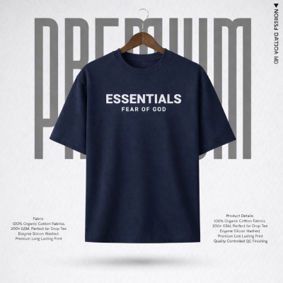 MENS PREMIUM DROP SHOULDER T-SHIRT- [NAVY BLUE]
