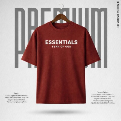 MENS PREMIUM DROP SHOULDER T-SHIRT-[MAROON]