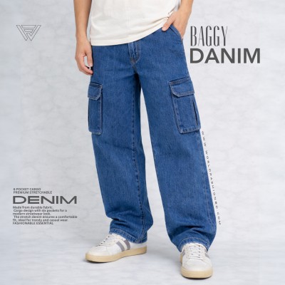6 POCKET BAGGY DENIM JEANS - [PREMIUM MID LIGHT BLUE]
