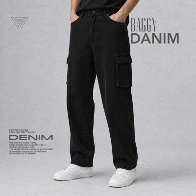 6 POCKET BAGGY DENIM JEANS - [PREMIUM BLACK]
