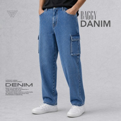 6 POCKET BAGGY DENIM JEANS - [PREMIUM MID LIGHT BLUE]