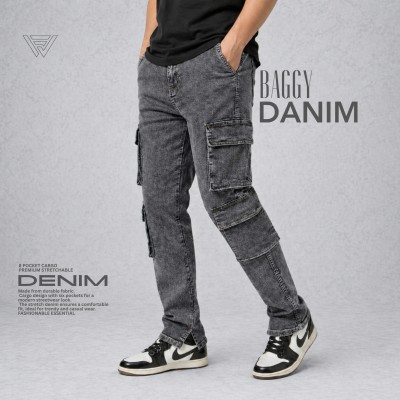 Premium Denim Jeans - 8 Pocket (Stretch) (Acid Wash)