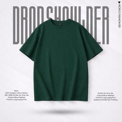 Solid Drop Shoulder T-Shirt (Olive Green)
