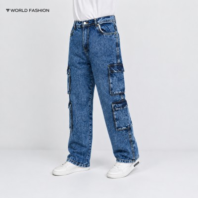 8 POCKET BAGGY NON STITCH - ACID WASH BLUE