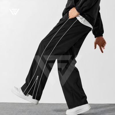 Urban Zip Wide-Leg Track Pant – Black