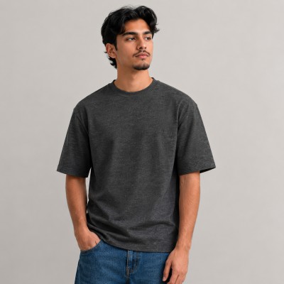 Solid Drop Shoulder T-Shirt (Deep Gray)