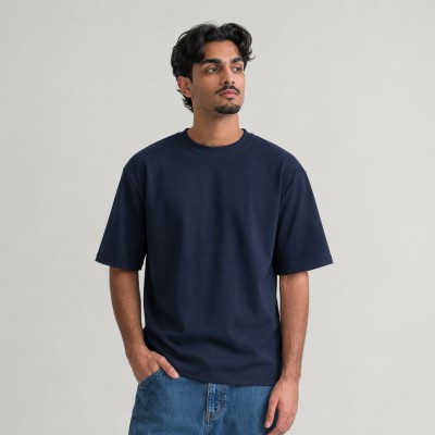 Solid Drop Shoulder T-Shirt (Deep Navy)