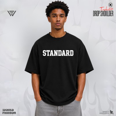 MENS PREMIUM DROP SHOULDER T-SHIRT- [BLACK]