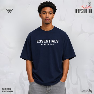 MENS PREMIUM DROP SHOULDER T-SHIRT- [NAVY BLUE]