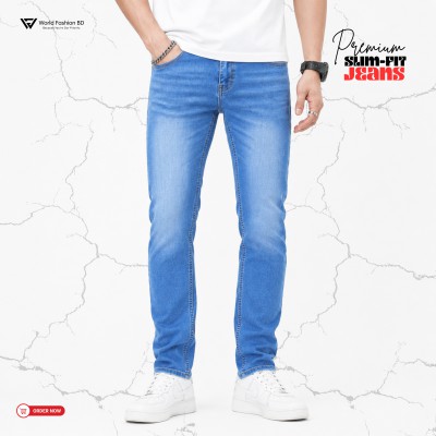 Men's Premium Slim-Fit Light Blue Denim Jeans