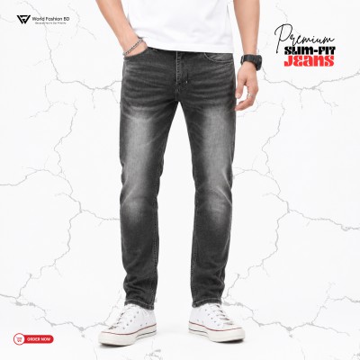 Men's Premium Slim-Fit Ash Denim Jeans