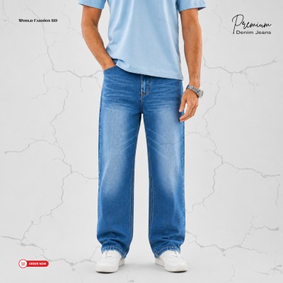 Men's Oversized Baggy Jeans - Deep Blue Wash