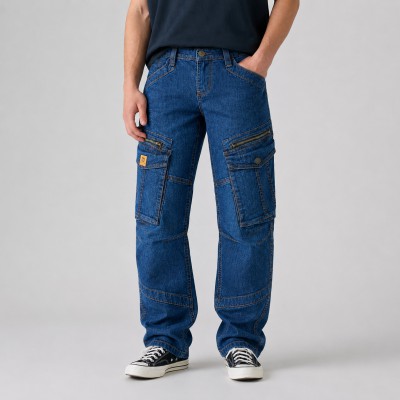 Men's Urban Cargo Denim Jeans – Deep Blue Wash