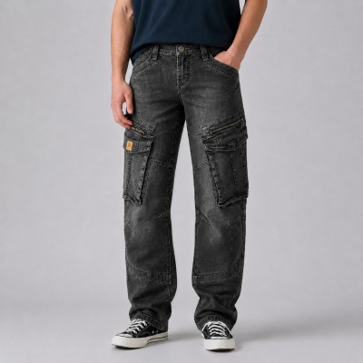 Men's Urban Cargo Denim Jeans – Dark Grey Wash