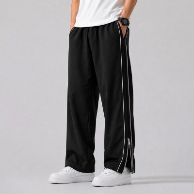 Urban Zip Wide-Leg Track Pant – Black