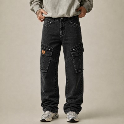 Men's Urban Cargo Denim Jeans – Dark Grey Wash