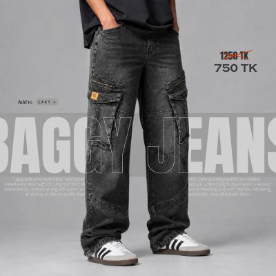 Men's Urban Cargo Denim Jeans – Dark Grey Wash