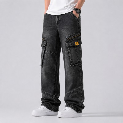 Men's Urban Cargo Denim Jeans – Dark Grey Wash