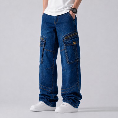 Men's Urban Cargo Denim Jeans – Deep Blue Wash
