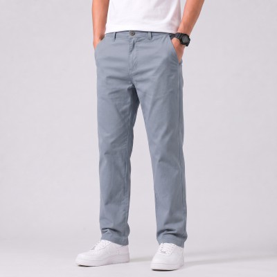 Slim Straight Stretch Cotton Twill Chinos - Premium Dusty Steel Blue