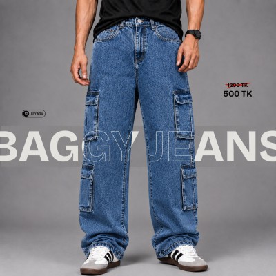 8 POCKET BAGGY NON STITCH - ACID WASH BLUE