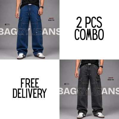 6 Pocket Denim Jeans 2PCS Combo - [Deep & Ash]