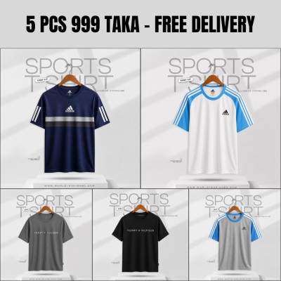 Sports T-Shirt Combo - 5 pcs