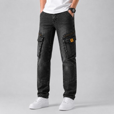 Men's Urban Cargo Denim Jeans – Dark Grey Wash