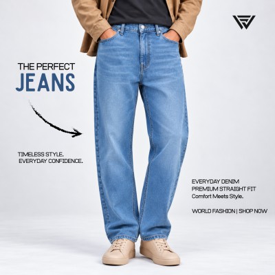 Premium Light Blue Straight Fit Denim Jeans