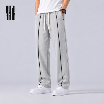 PREMIUM COTTON JOGGERS-1 STRIPE ASH