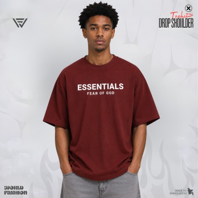 MENS PREMIUM DROP SHOULDER T-SHIRT-[MAROON]