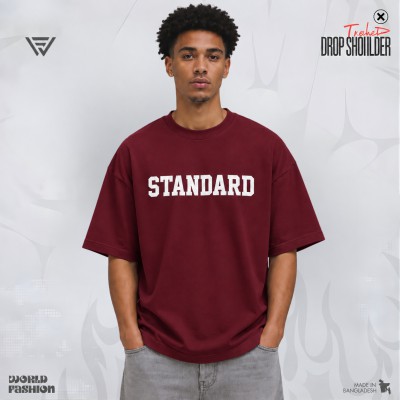 PREMIUM DROP SHOULDER T-SHIRT-[MAROON]