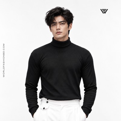 Premium Black Turtle Neck T-Shirt