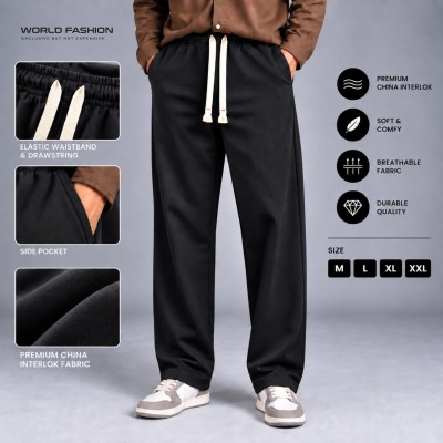 Premium China Interlock Joggers – Urban Black