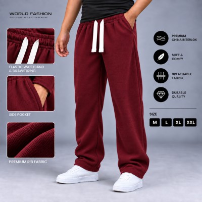 Premium Rib Cotton Joggers – Maroon