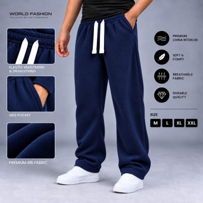 Premium Rib Cotton Joggers – Navy