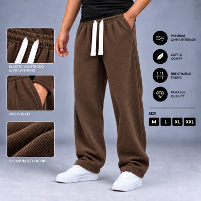 Premium Rib Cotton Joggers – Coffee Brown