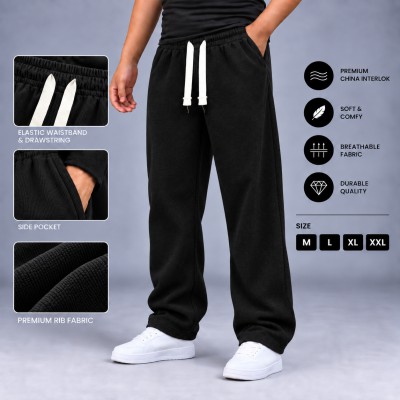 Premium Rib Cotton Joggers – Black