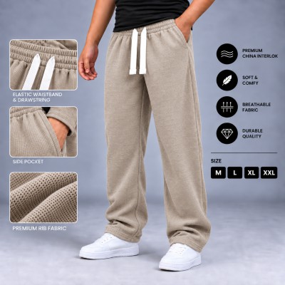 Premium Rib Cotton Joggers – Light Brown