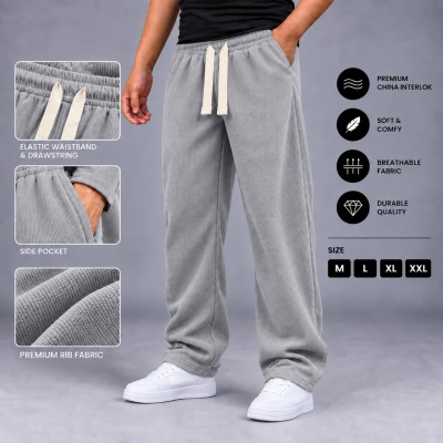 Premium Rib Cotton Joggers – Ash