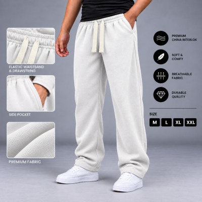 Premium Rib Cotton Joggers – White